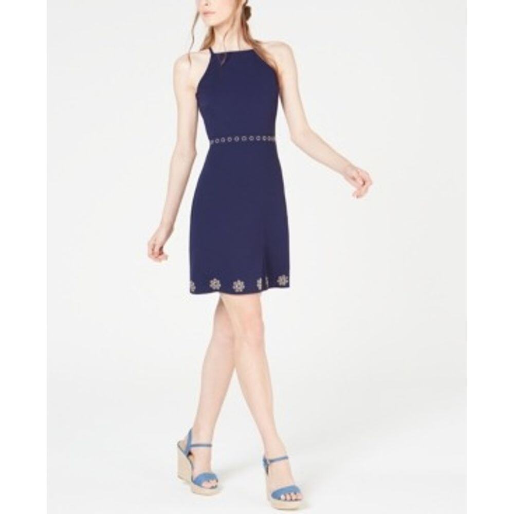 Michael Michael Kors Sleeveless Studded Dress True Navy Petite Small MSRP $140